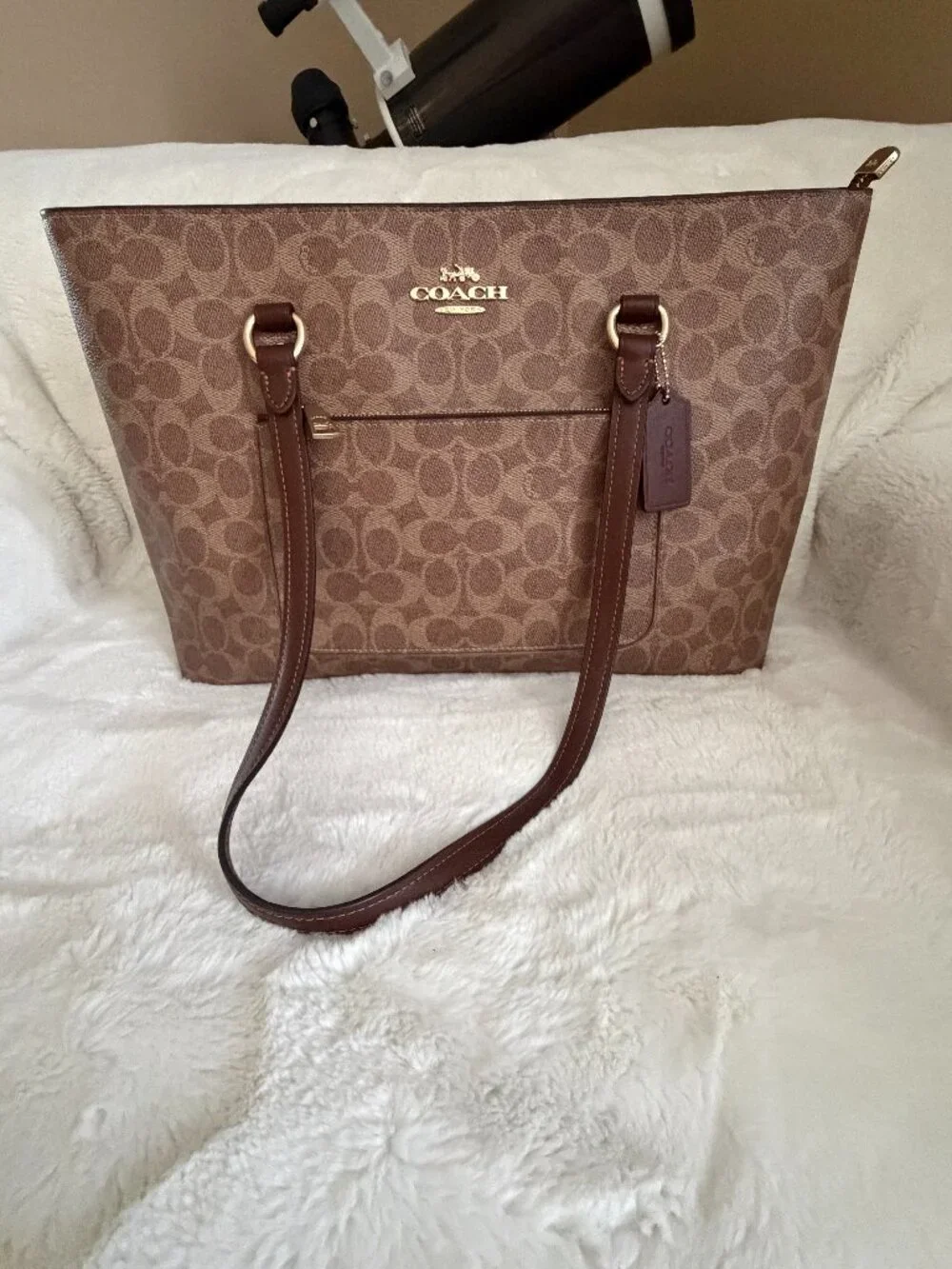 COACH Station Tote Bag In Maxi Signature Canvas CCD69 IM/TAN/BROWN